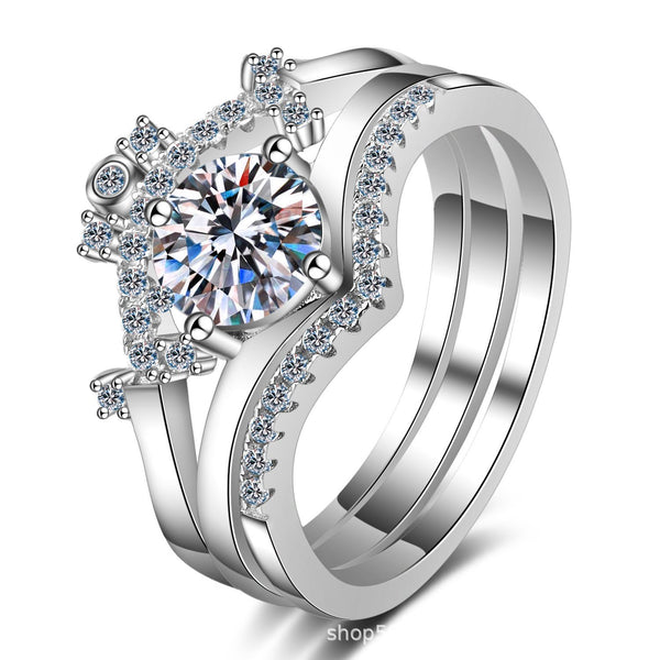 TUTELLA Imperial Crown Detachable 0.5ct 4-Prong Moissanite Engagement Ring Excellent Cuts