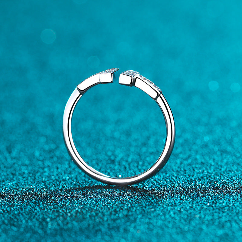 TUTELLA Double-T 0.18ct Moissanite Wedding Band Engagement Ring