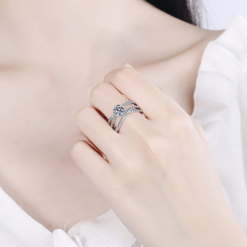 TUTELLA Orbits 1 克拉莫桑石个性化订婚戒指 4 爪优秀切割