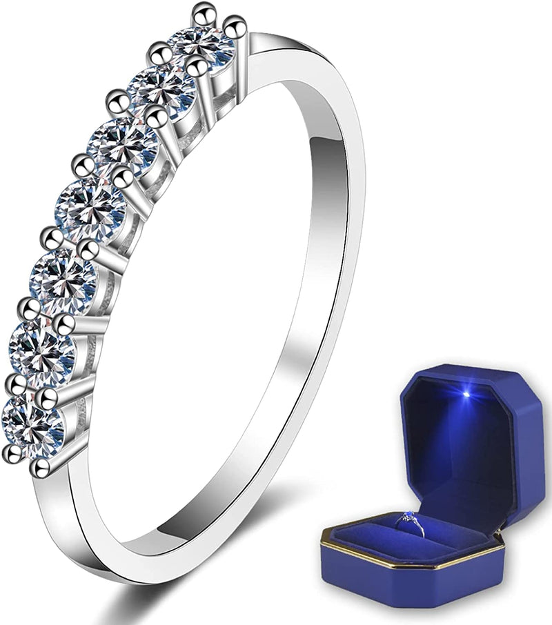 TUTELLA Seven Stars 0.7ct Moissanite Wedding Band Engagement Ring