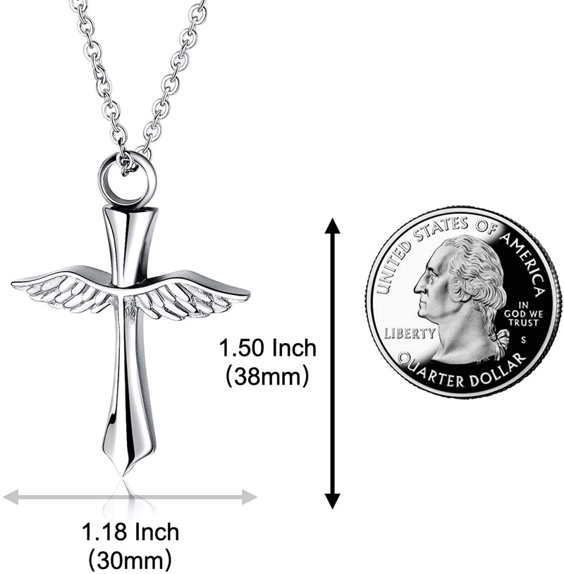 Ti-SPIRIT Urn Necklace for Ashes, Cremation Cross Hollow Memorial Amulet Pendant Keepsake Jewelry