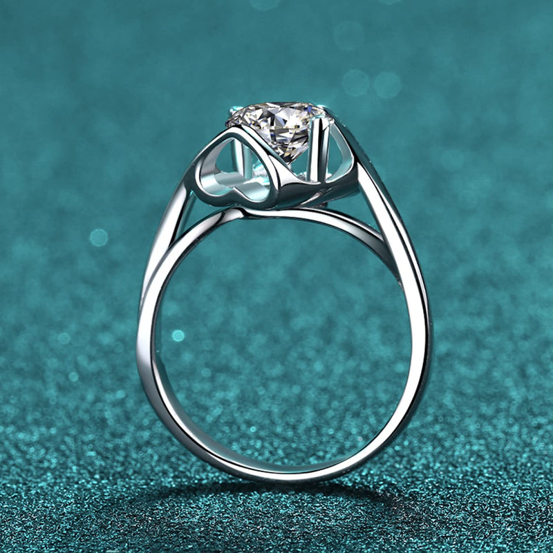 TUTELLA Heart 0.5ct 1ct Moissanite Engagement Ring Custom Engrave Name