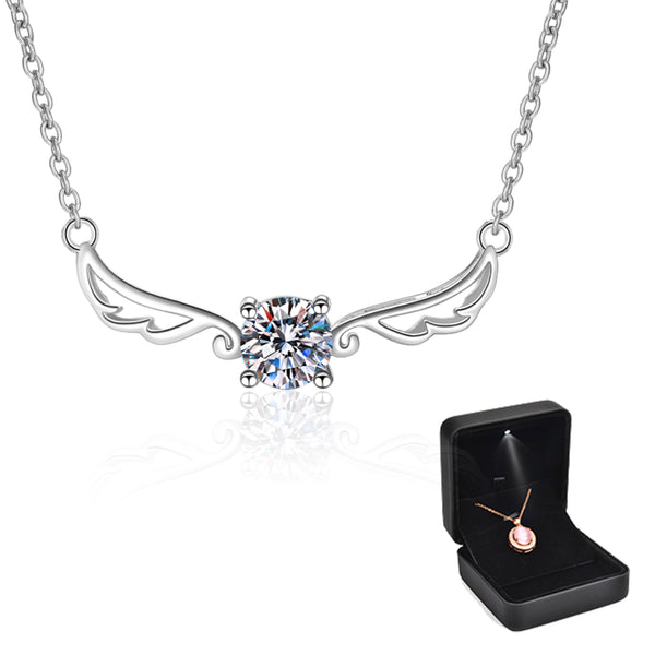 TUTELLA Angel Wings 0.5CT Moissanite Jewelry Pendant Necklace Collarbone Chain