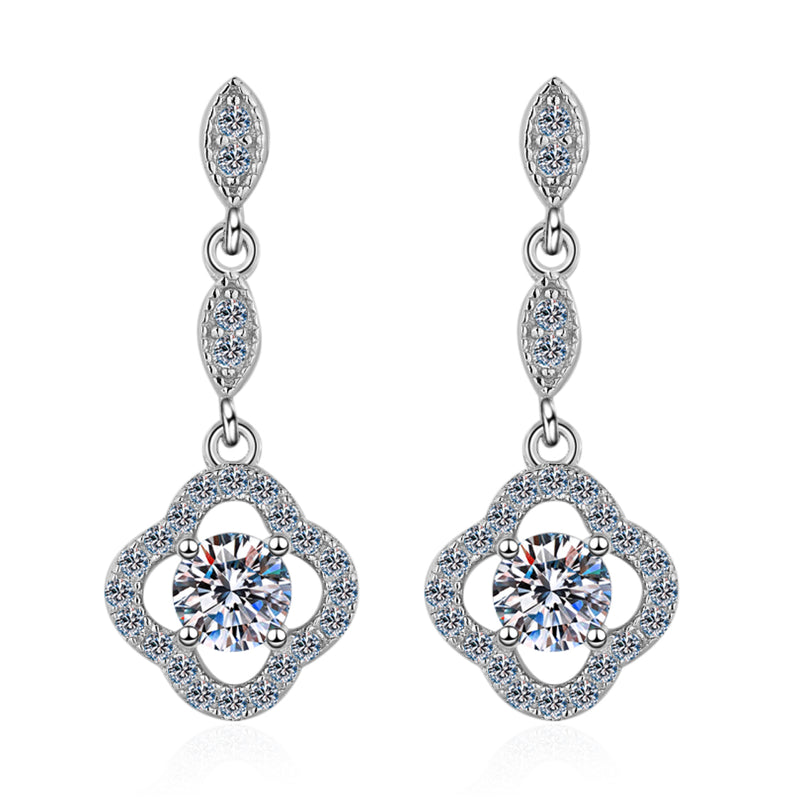 TUTELLA Four Leaf Clover 0.3CT Moissanite Jewelry Earring