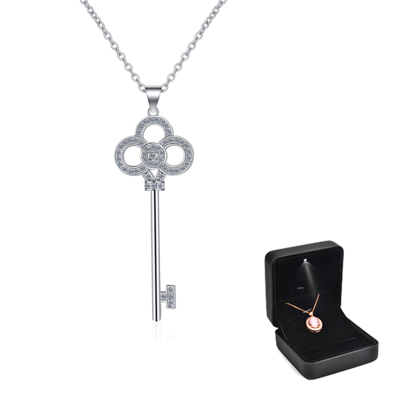 TUTELLA Vault Key 0.26CT Moissanite Jewelry Pendant Necklace Collarbone