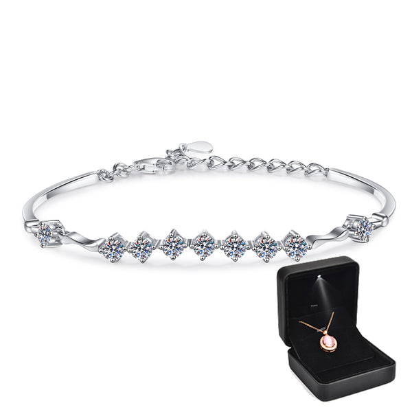 TUTELLA Seven Stars 0.3CT Moissanite Bracelet Jewelry S925 Sterling Silver Plate with Pt950