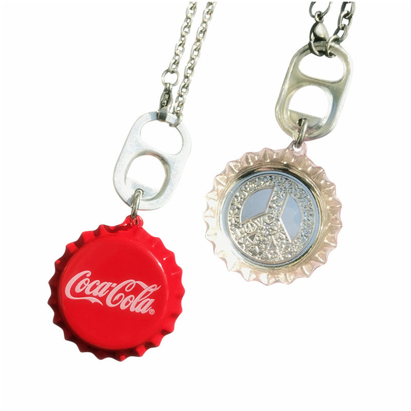 Ti-SPIRIT Coca Coal Bottle Cap Necklace Red Stainless Pendant with Chain Amulet