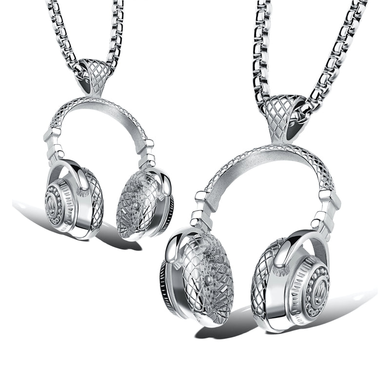 Ti-SPIRIT 耳机项链金银黑色不锈钢吊坠带链护身符