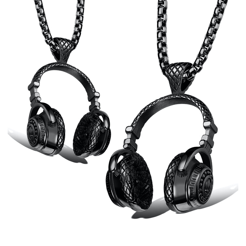 Ti-SPIRIT 耳机项链金银黑色不锈钢吊坠带链护身符