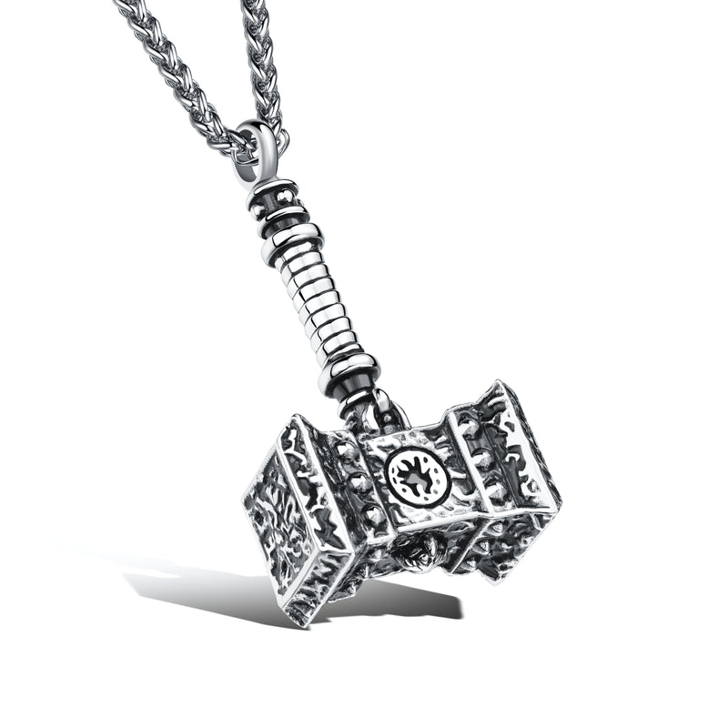 Ti-SPIRIT Thor Hammer Necklace Gold Silver Stainless Pendant with Chain Amulet