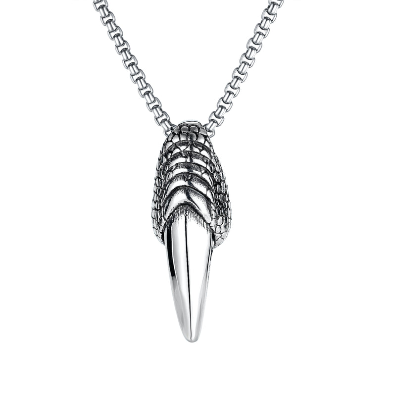 Ti-SPIRIT Talons of a Falcon Necklace Silver Stainless Pendant with Chain Amulet