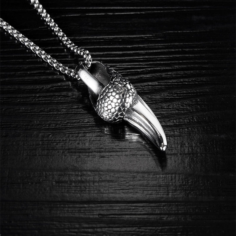 Ti-SPIRIT Talons of a Falcon Necklace Silver Stainless Pendant with Chain Amulet