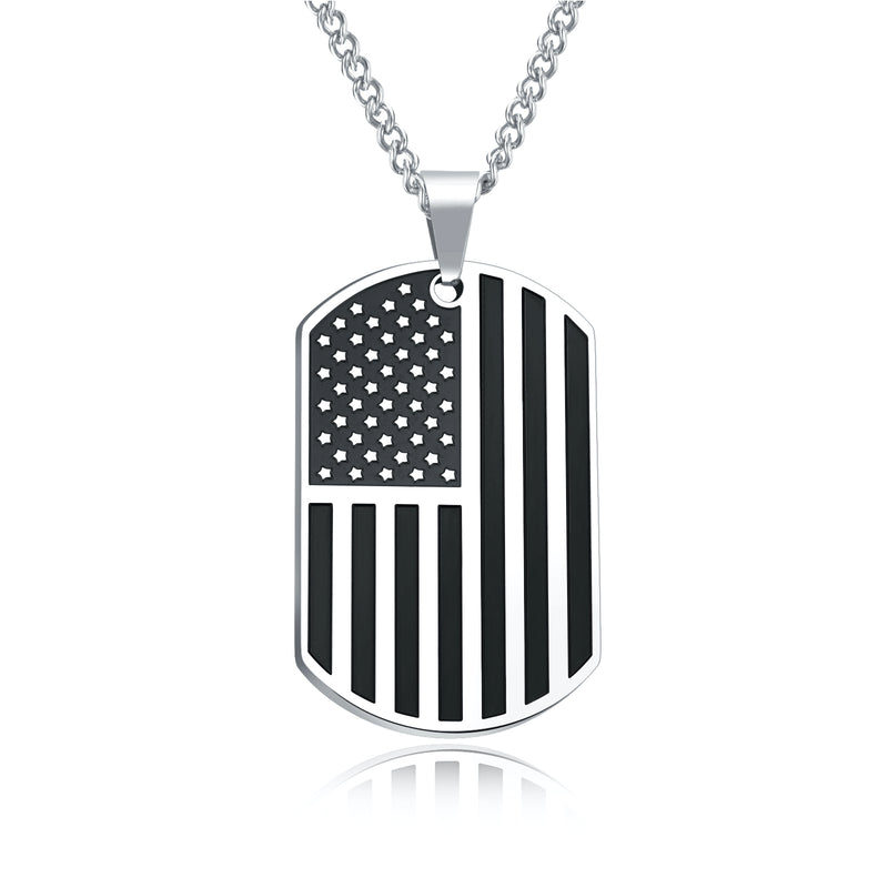 Ti-SPIRIT The American National Flag the Stars and the Stripes Necklace Gold Silver Color Stainless Pendant with Chain Amulet