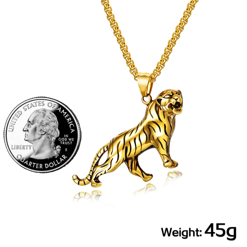 Ti-SPIRIT Tiger 项链金银不锈钢吊坠配链护身符