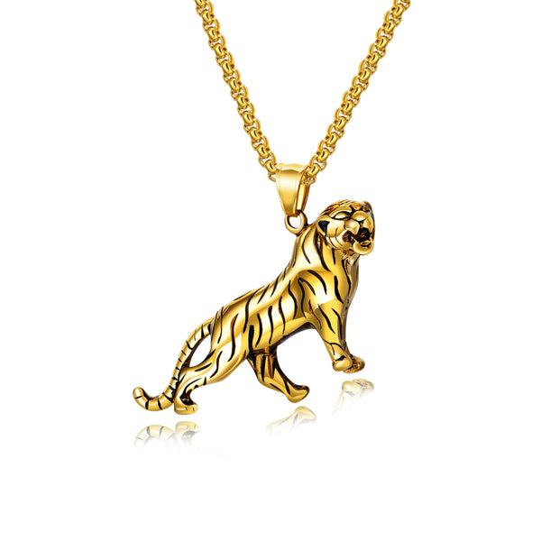 Ti-SPIRIT Tiger 项链金银不锈钢吊坠配链护身符