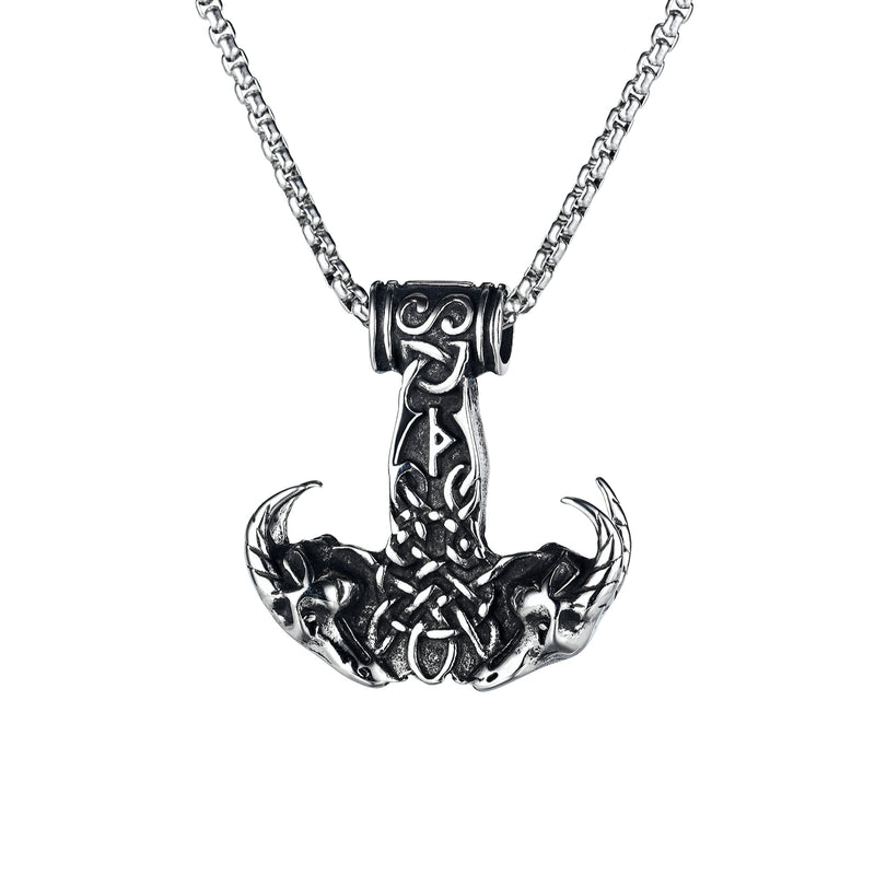 Ti-SPIRIT Anchor Necklace Silver Stainless Pendant with Chain Amulet