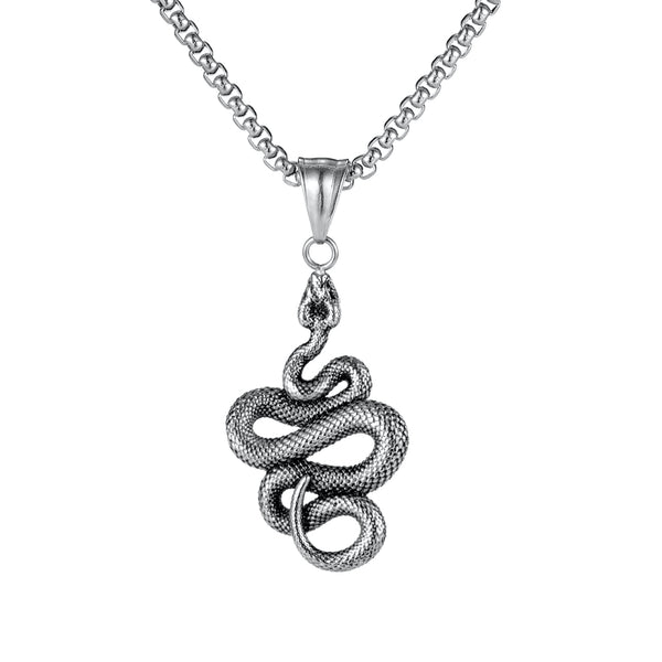 Ti-SPIRIT Ophidian Snake Necklace Gold Silver Stainless Pendant with Chain Amulet