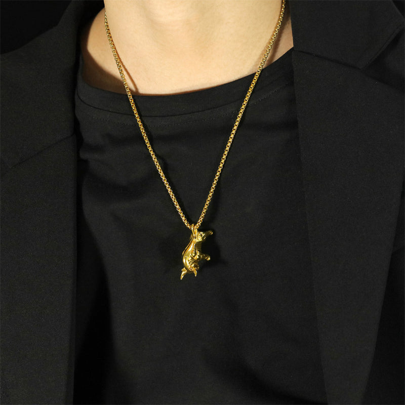 Ti-SPIRIT Bull OX Necklace Gold Silver Stainless Pendant with Chain Amulet