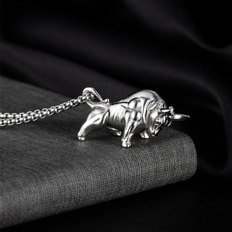 Ti-SPIRIT Bull OX Necklace Gold Silver Stainless Pendant with Chain Amulet
