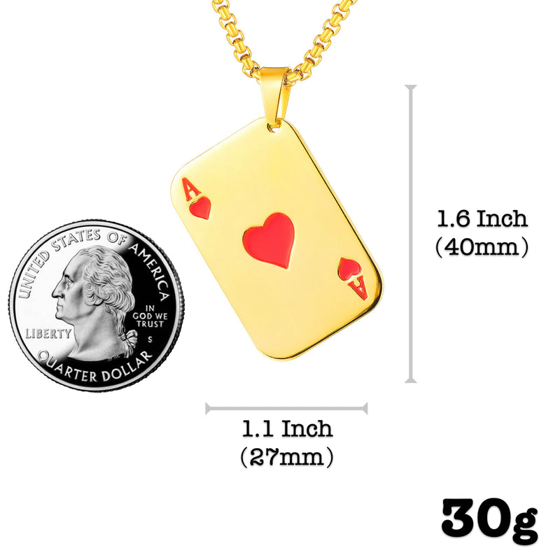 Ti-SPIRIT Ace of Spades Necklace Gold Silver Stainless Pendant with Chain Amulet