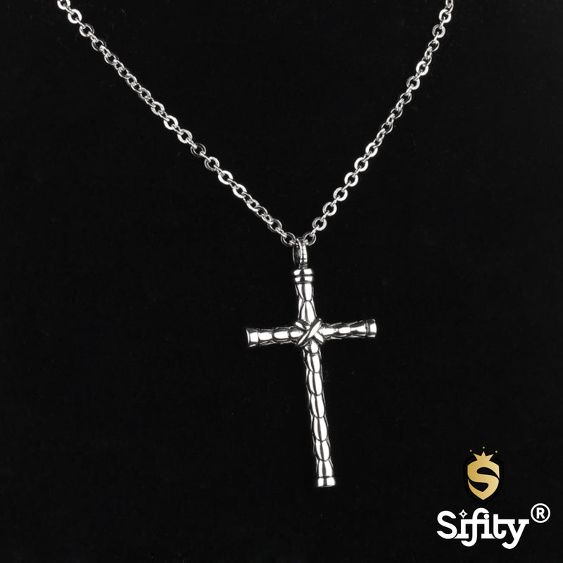 Ti-SPIRIT 十字架项链银钛钢吊坠主祷文宗教护身符链 20 英寸