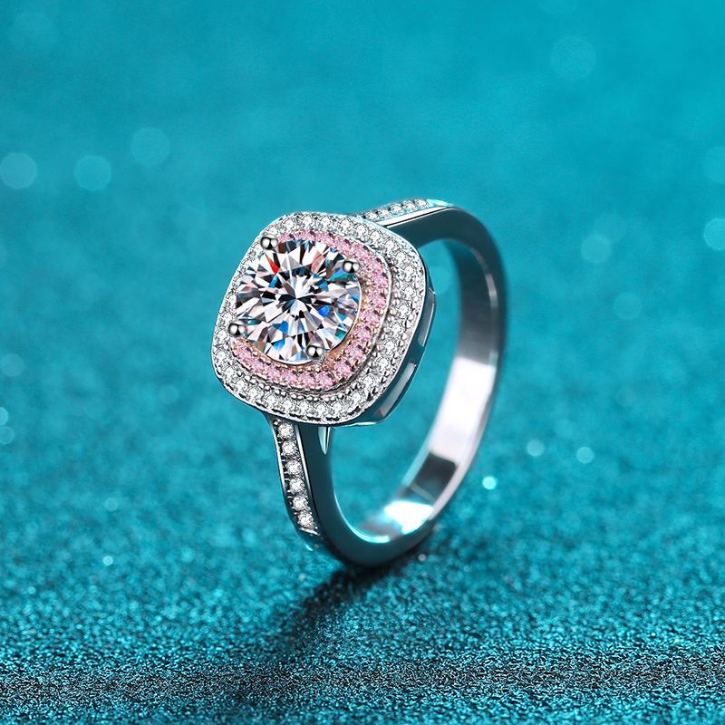 TUTELLA 方形星环 1 克拉莫桑石订婚戒指切割精美