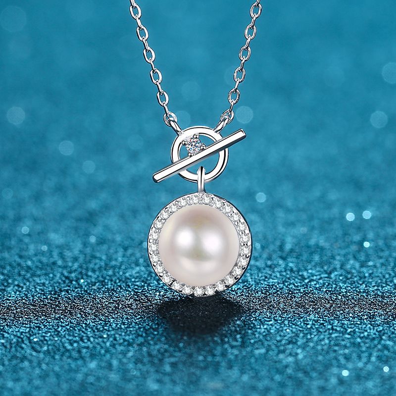 TUTELLA Milky Way Shape Moissanite Jewelry 9mm Sweet Water Pearl Pendant Necklace Collarbone Chain