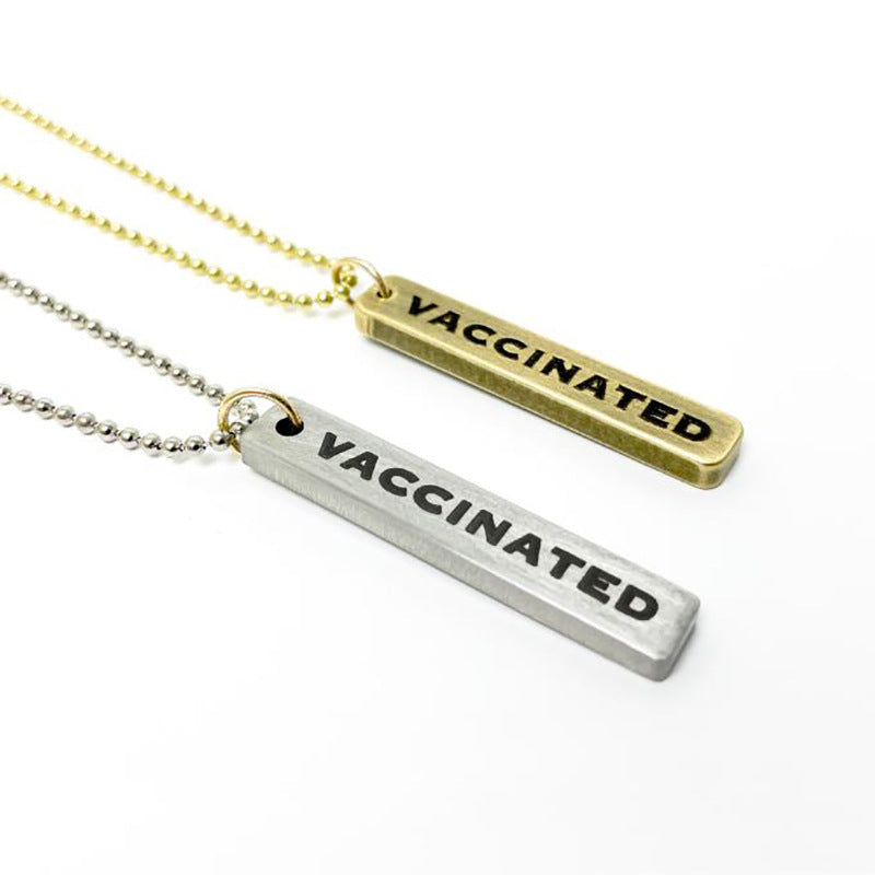 Ti-SPIRIT Vaccinated Vaxxed Necklace Gold Silver Stainless Pendant with Chain Amulet
