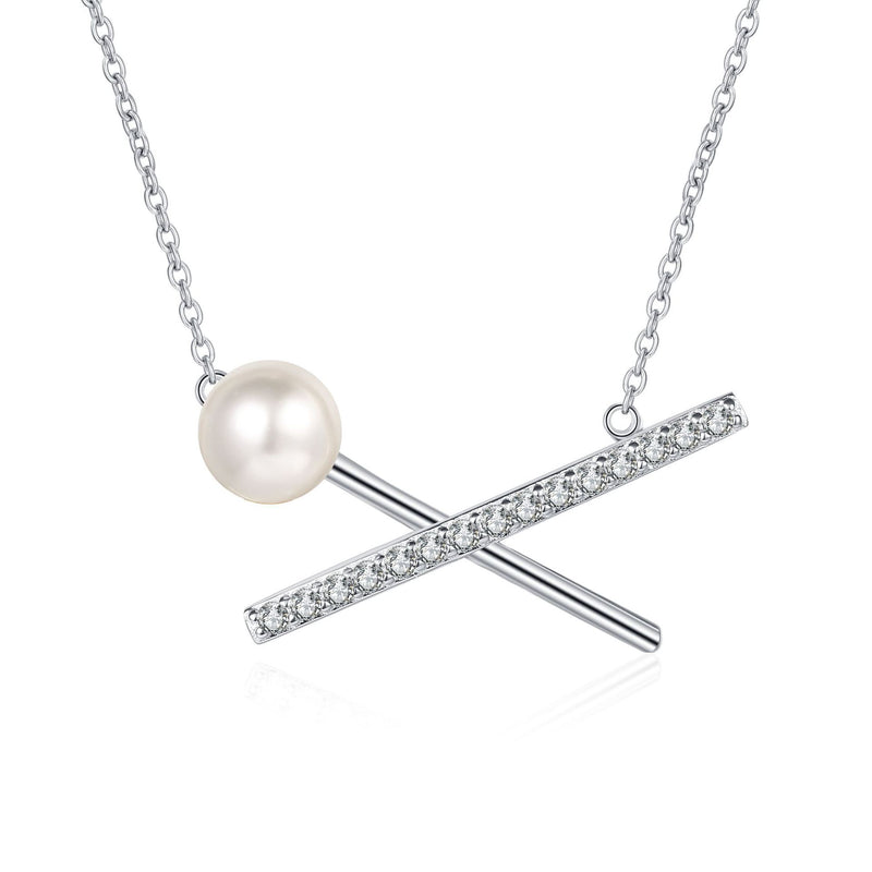 TUTELLA X 型莫桑钻首饰 8 毫米甜水珍珠吊坠项链锁骨链