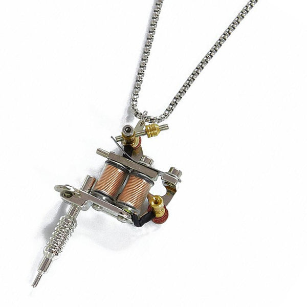 Ti-SPIRIT Tattoo Machine Necklace Stainless Pendant with Chain Amulet